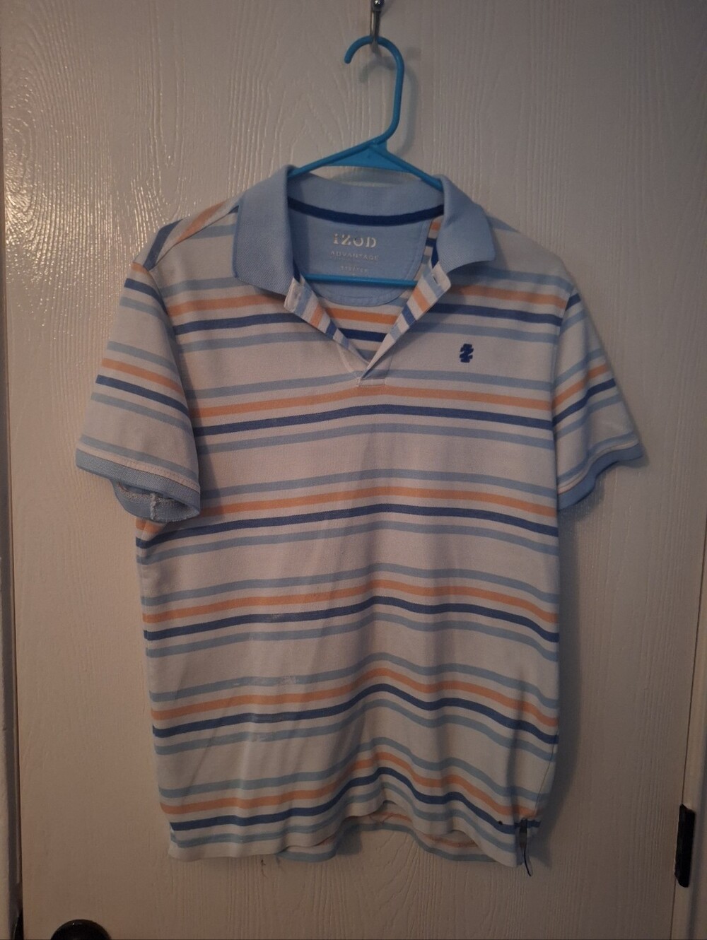 Izod Men’s Blue, White & Tan Striped Polo